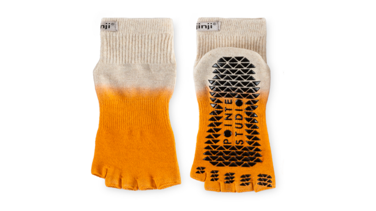 Zehensocken mit niedrigem Schaft und rutschhemmender Sohle, Draufsicht als Paar