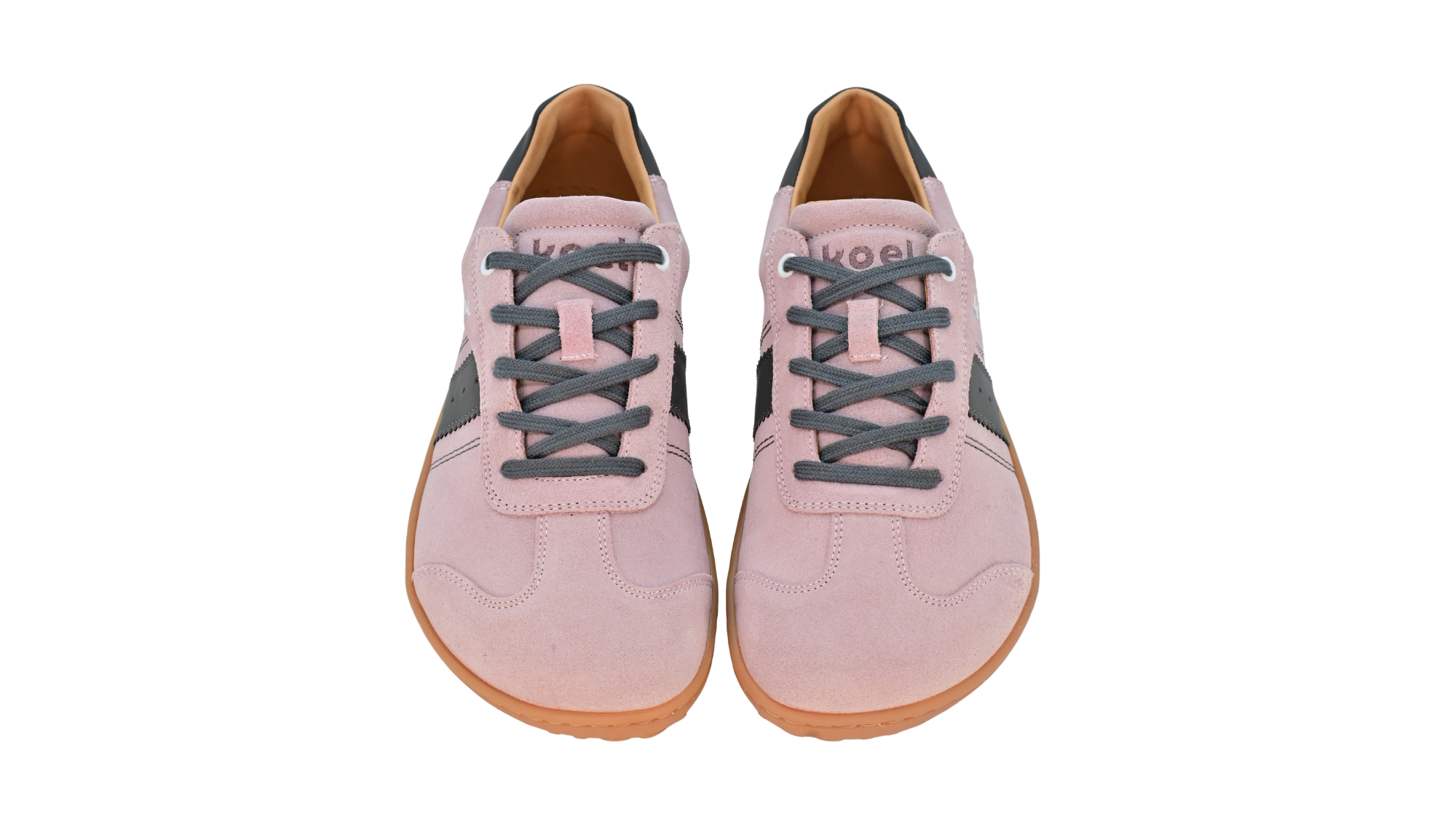 Barfußschuh für Erwachsene, geschlossene Zehenpartie, geschlossener Fersenbereich, Schnürung, seitlicher Streifen mit Perforation, flache Sohle, Draufsicht, Paar