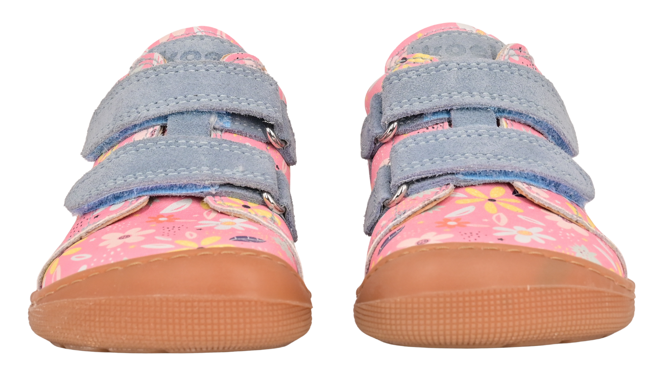 Barfußschuh für Kinder mit zwei Klettverschlüssen als Paar, Vorderansicht