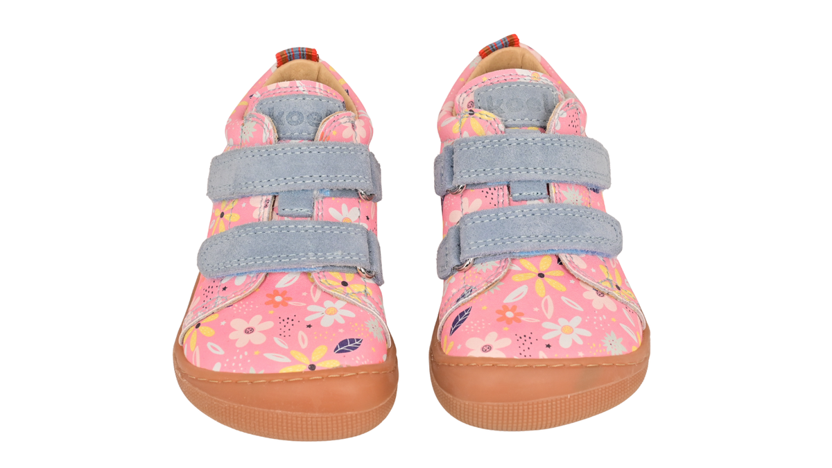Barfußschuh für Kinder mit zwei Klettverschlüssen als Paar, Vorderansicht