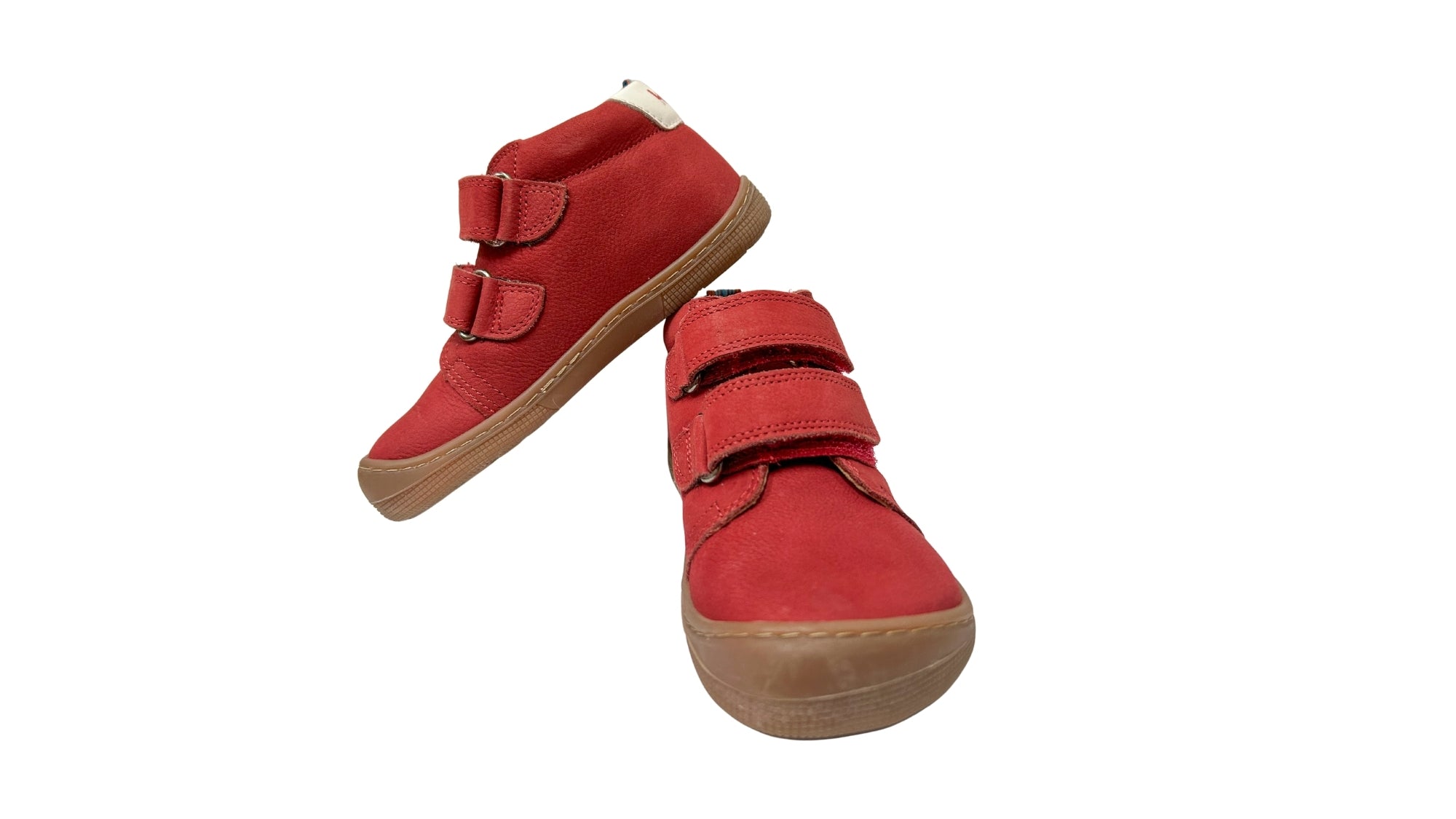 Barfußschuh für Kinder mit zwei Klettverschlüssen als Paar, Seitenansicht und Vorderansicht
