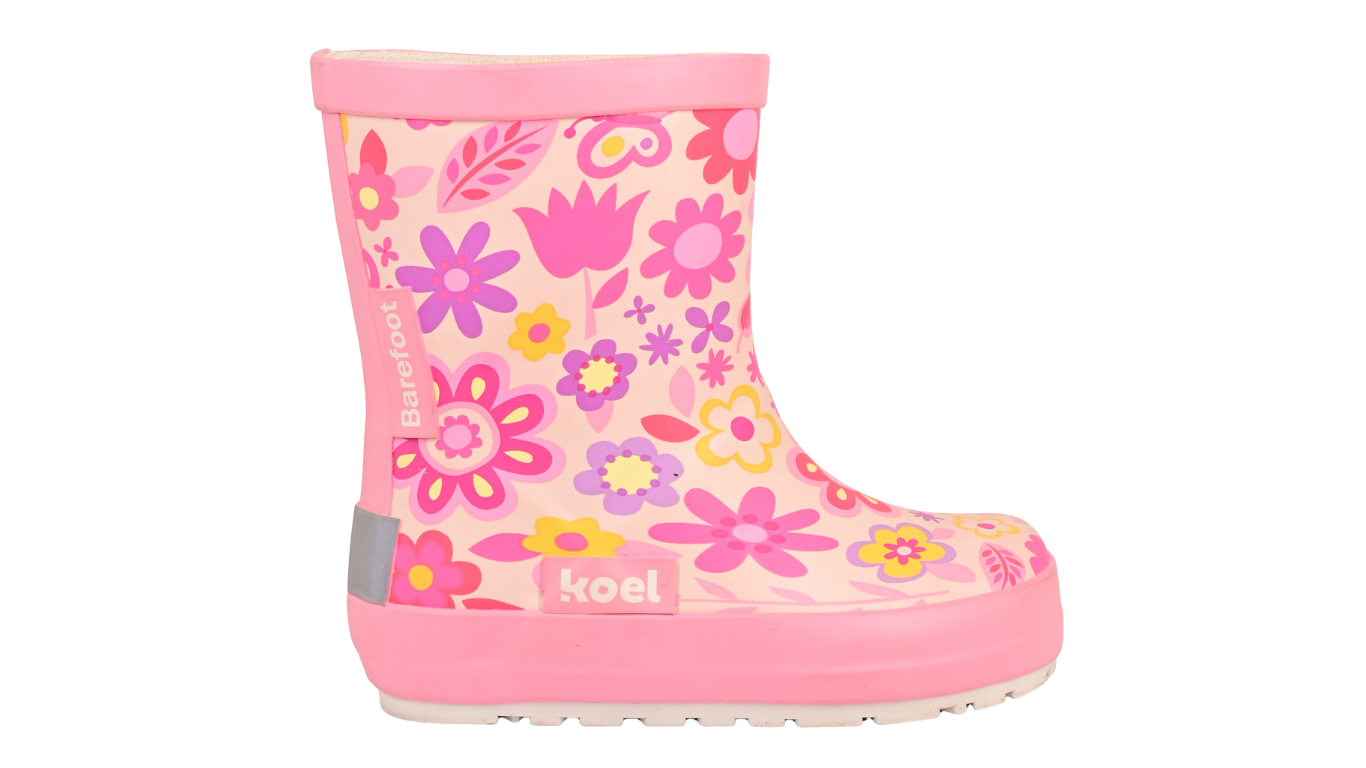Barfußstiefel für Kinder ohne Verschluss mit breiter Zehenbox und geschlossenem Schaft, Seitenansicht