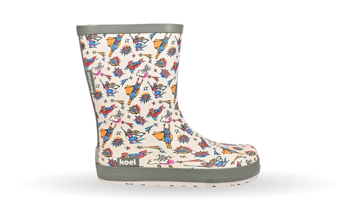 Barfußstiefel für Kinder ohne Verschluss mit breiter Zehenbox und geschlossenem Schaft, Seitenansicht