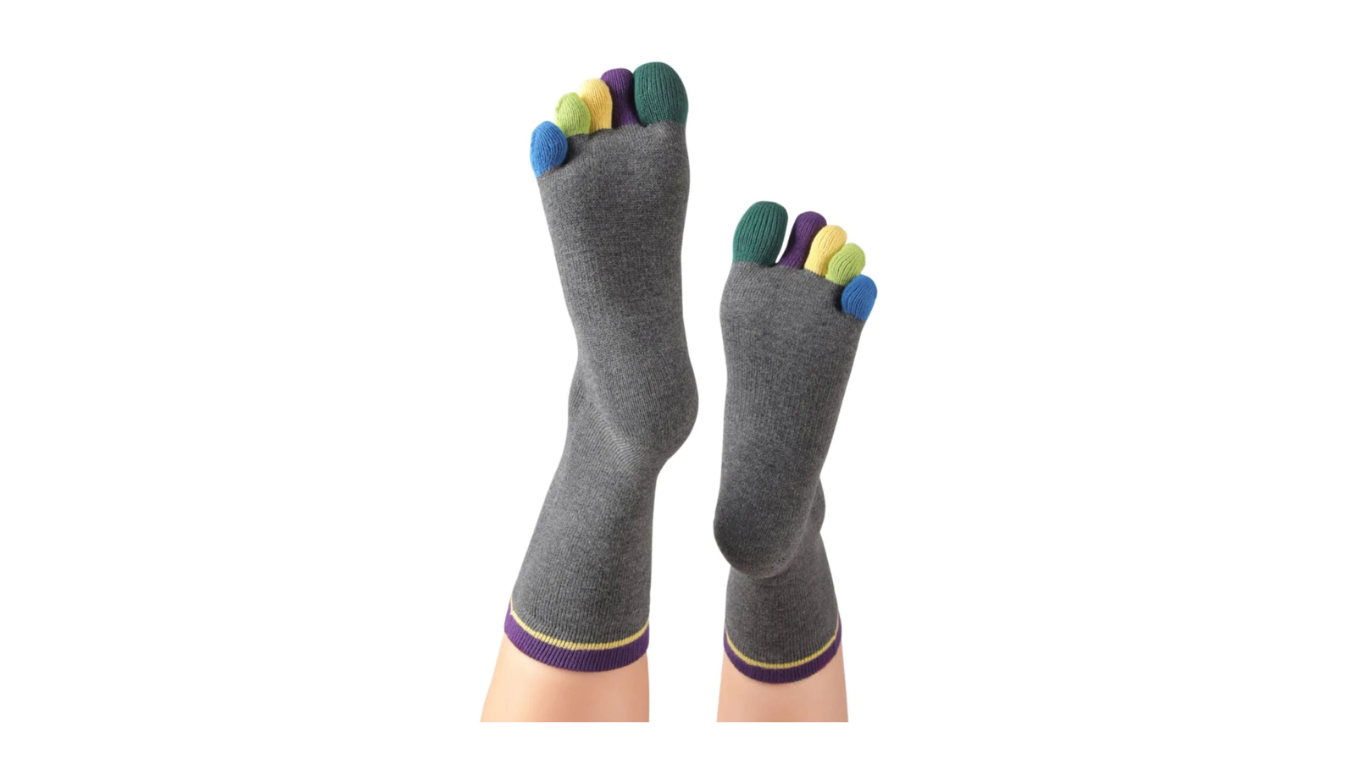 Zehensocken, separate Zehen farblich abgesetzt, knöchelhoher Schaft, elastischer Bund, Paaransicht, Rückansicht