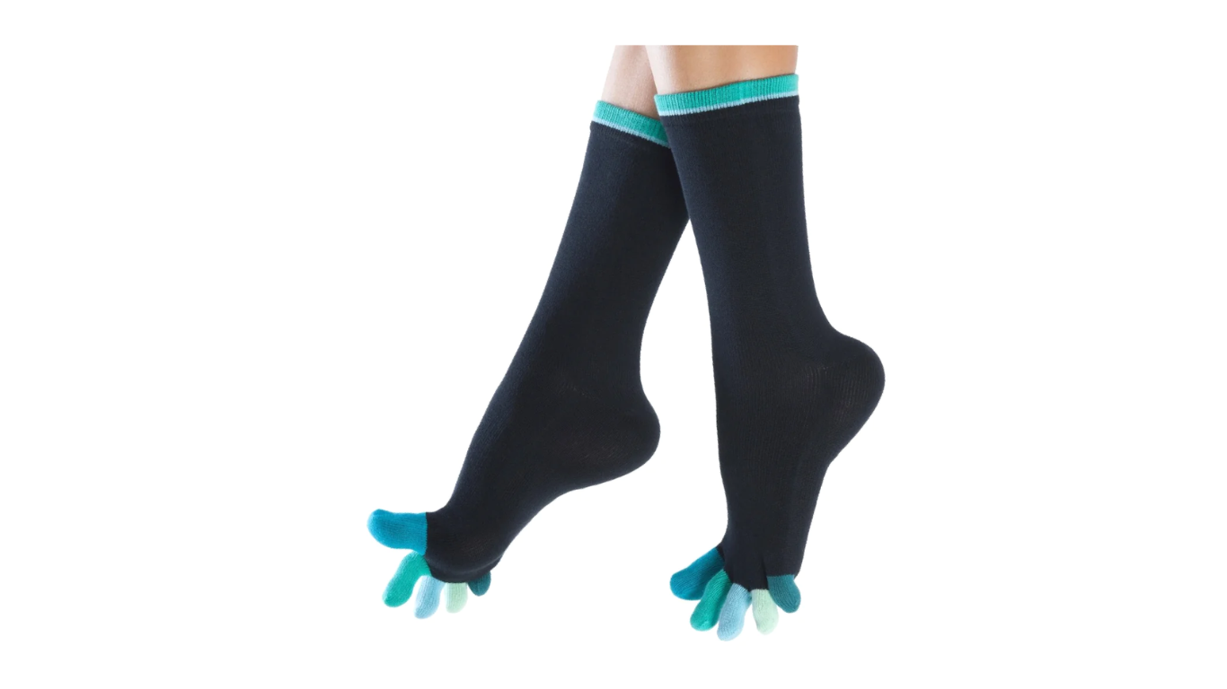 Zehensocken, separate Zehen farblich abgesetzt, knöchelhoher Schaft, elastischer Bund, Paaransicht, Seitenansicht