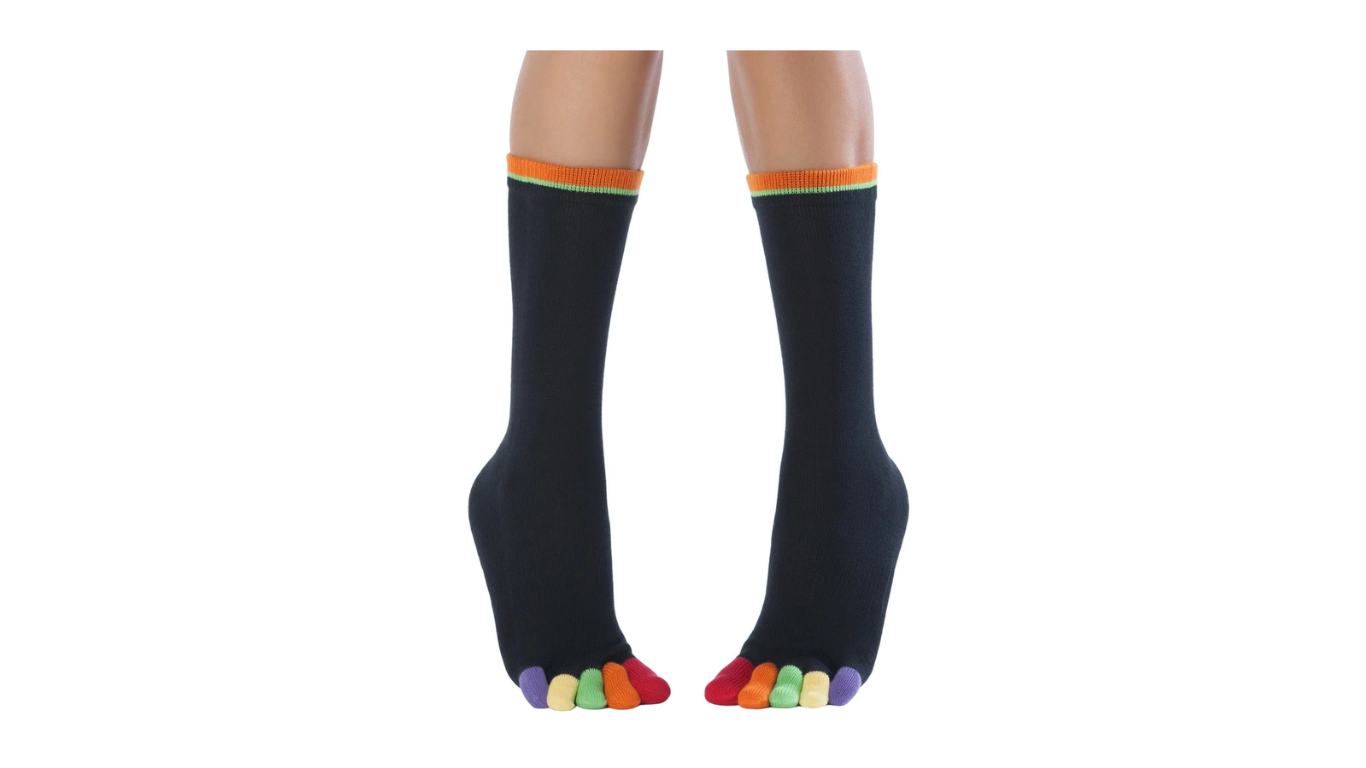 Zehensocken, separate Zehen farblich abgesetzt, knöchelhoher Schaft, elastischer Bund, Paaransicht, Vorderansicht