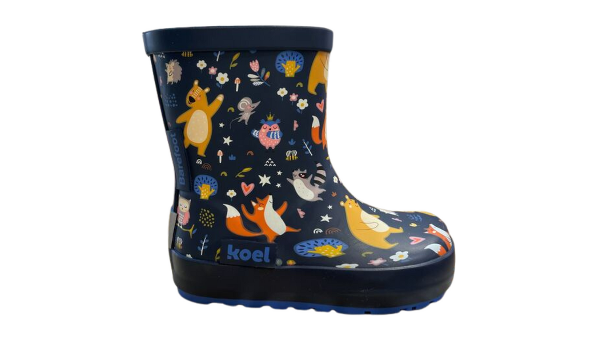 Barfußstiefel für Kinder ohne Verschluss mit breiter Zehenbox und geschlossenem Schaft, Seitenansicht