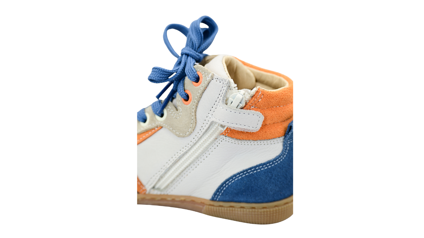 Barfußschuh für Kinder mit Schnürung als Paar, Reißverschluss, Detailansicht