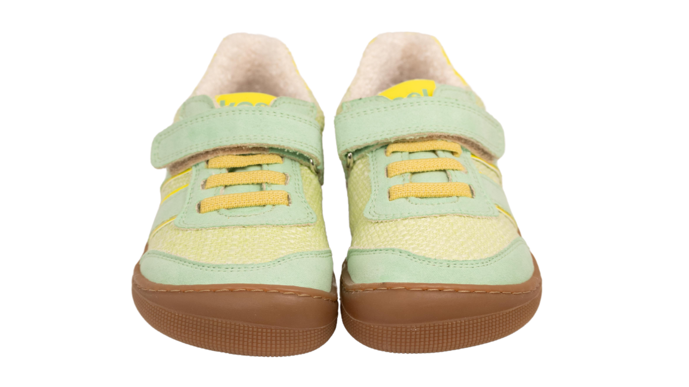 Barfußschuh für Kinder mit Klettverschluss und Schnürung als Paar, Draufsicht