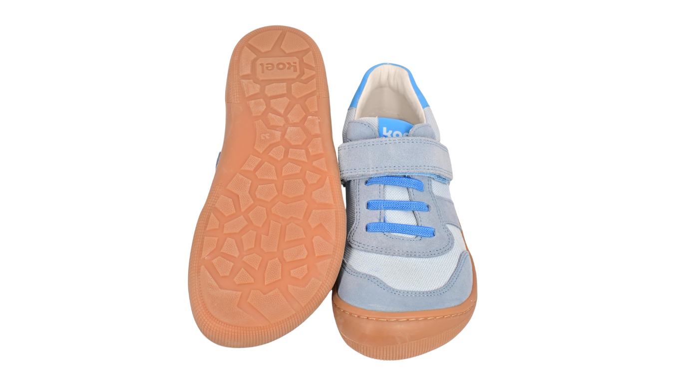 Barfußschuh für Kinder mit geschlossenem Fersenbereich als Paar, Draufsicht und Ansicht von unten