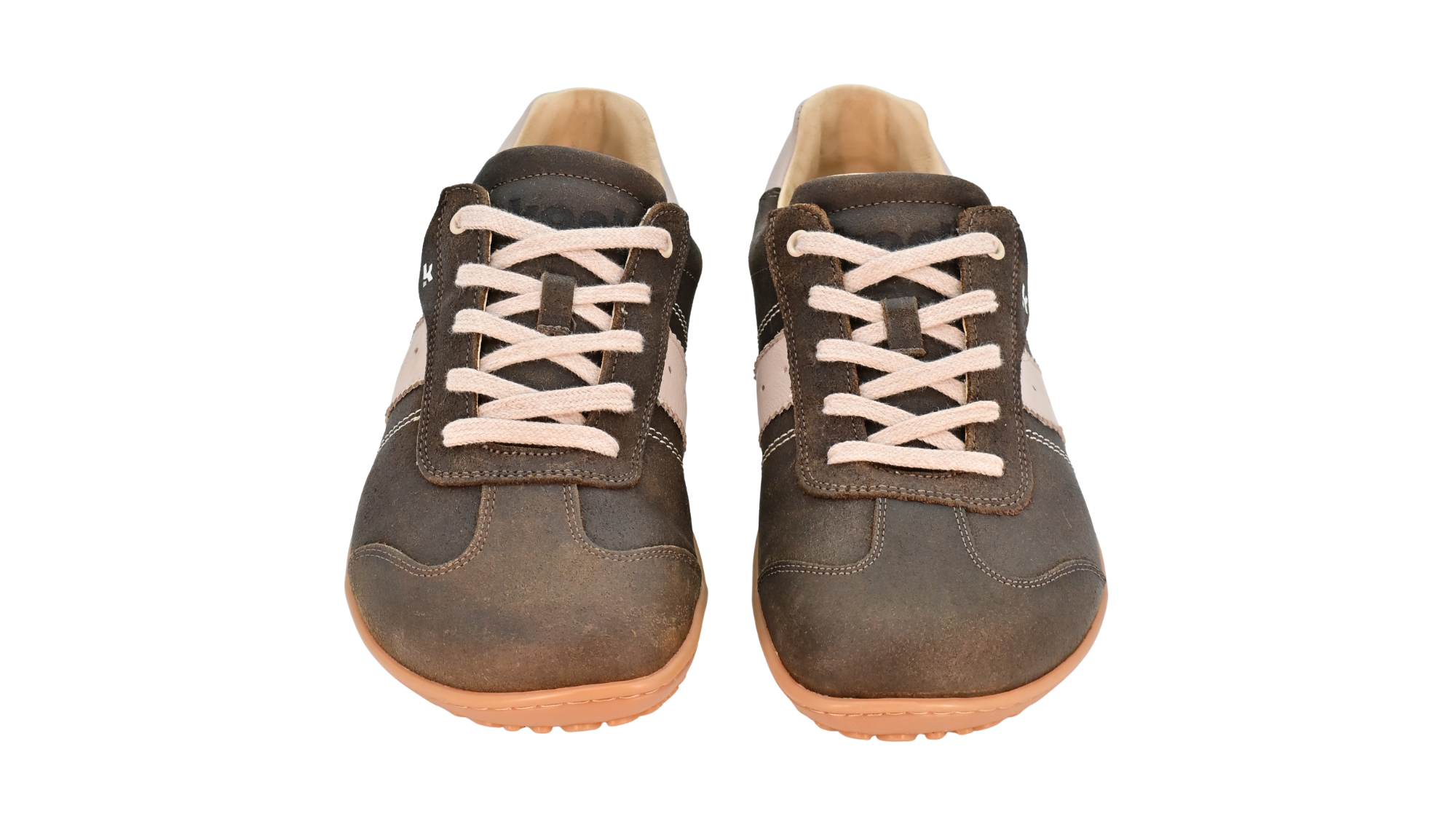 Barfußschuh für Erwachsene, geschlossene Zehenpartie, geschlossener Fersenbereich, Schnürung, seitlicher Streifen mit Perforation, flache Sohle, Draufsicht, Paar