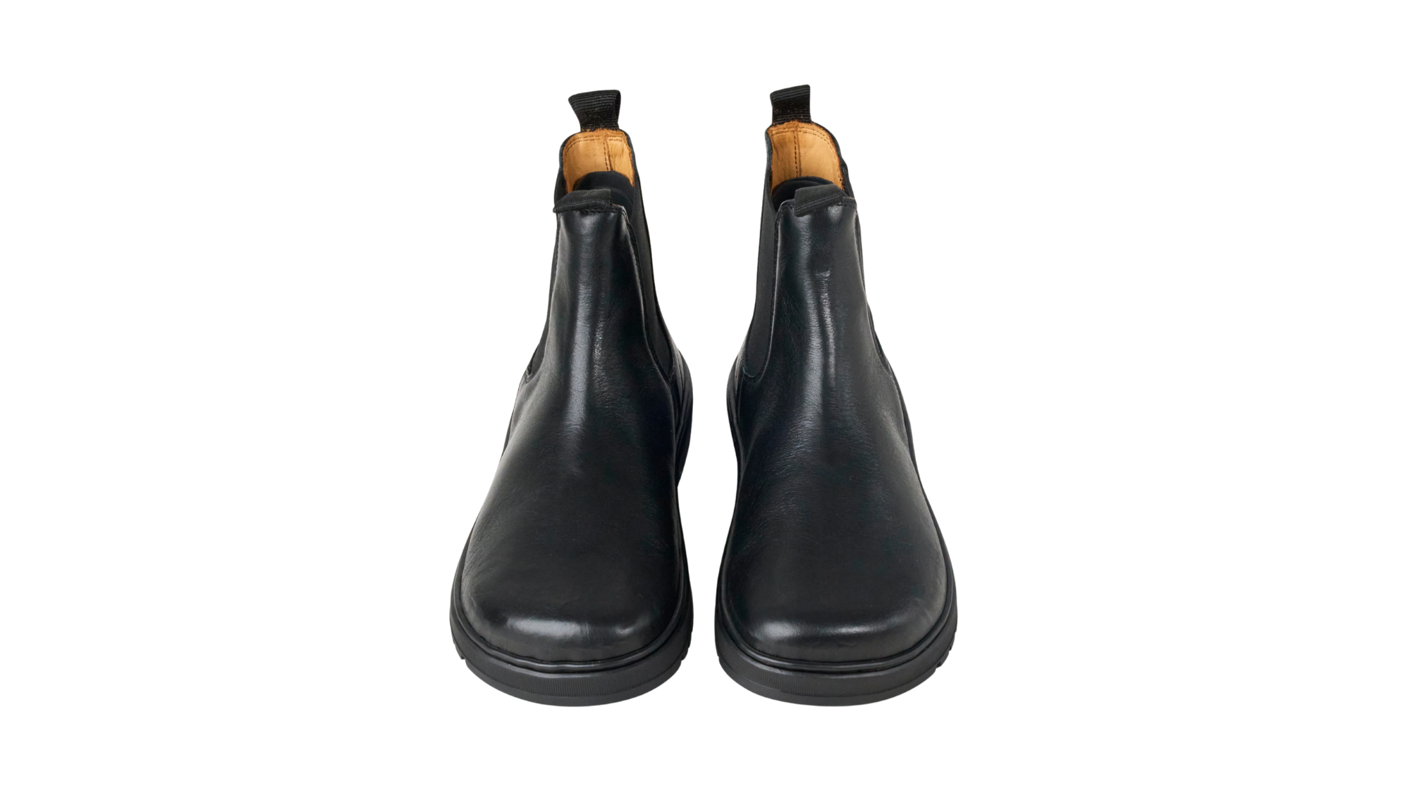 Paar Chelsea-Barfußschuhe für Damen mit breiter Zehenbox und Anziehschlaufen, schräge Draufsicht