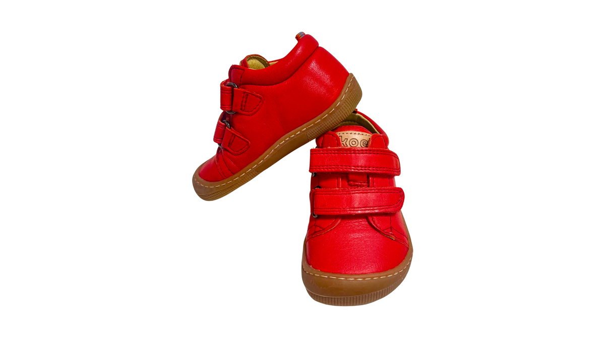 Barfußschuh für Kinder mit zwei Klettverschlüssen als Paar, Vorder- und Seitenansicht