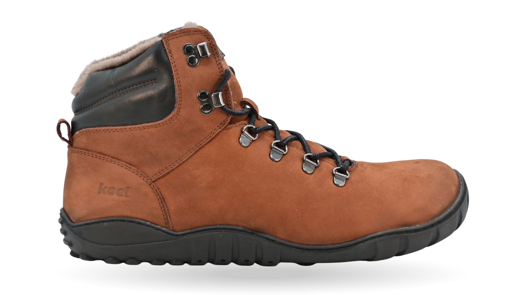 Barfußwinterstiefel für Erwachsene mit Schnürung, breiter Zehenbox und geschlossenem Schaft , Seitenansicht