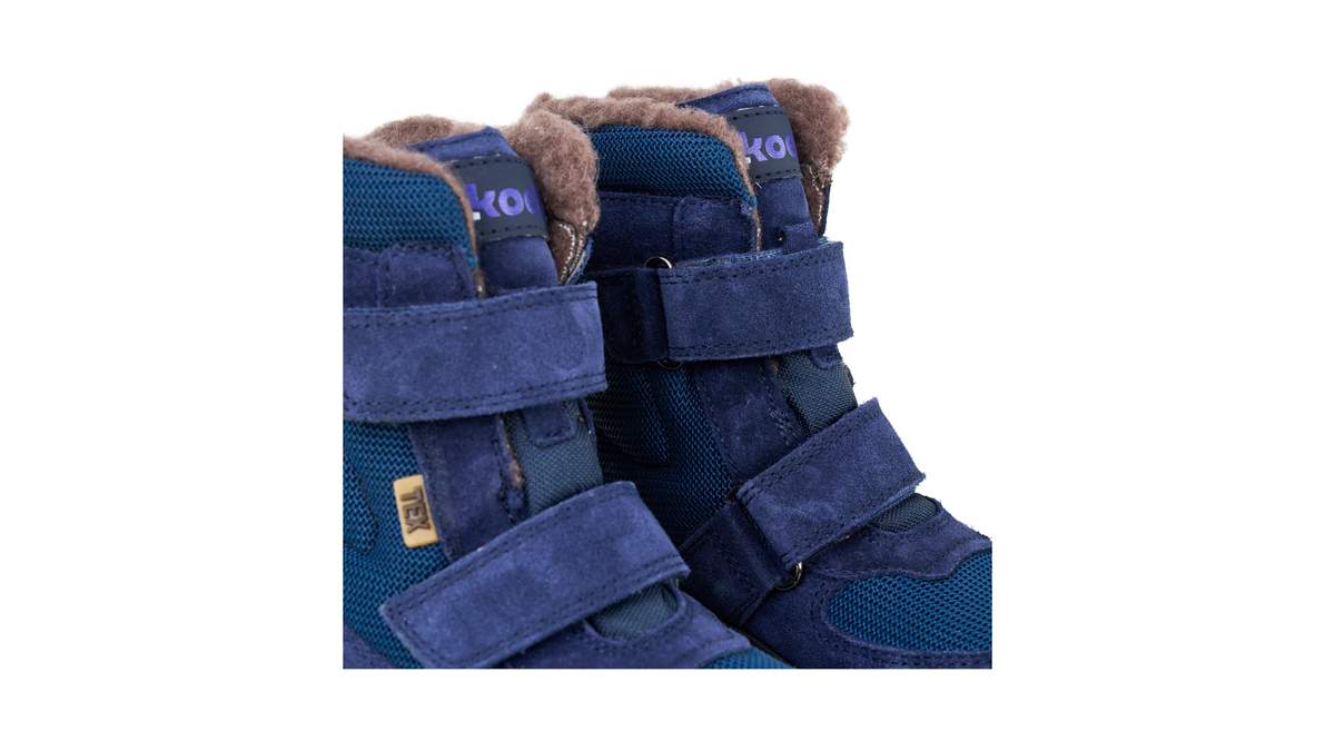 Winterstiefel für Kinder mit zwei Klettverschlüssen, sichtbarem Futter und geschlossenem Vorderfuß, Detailansicht