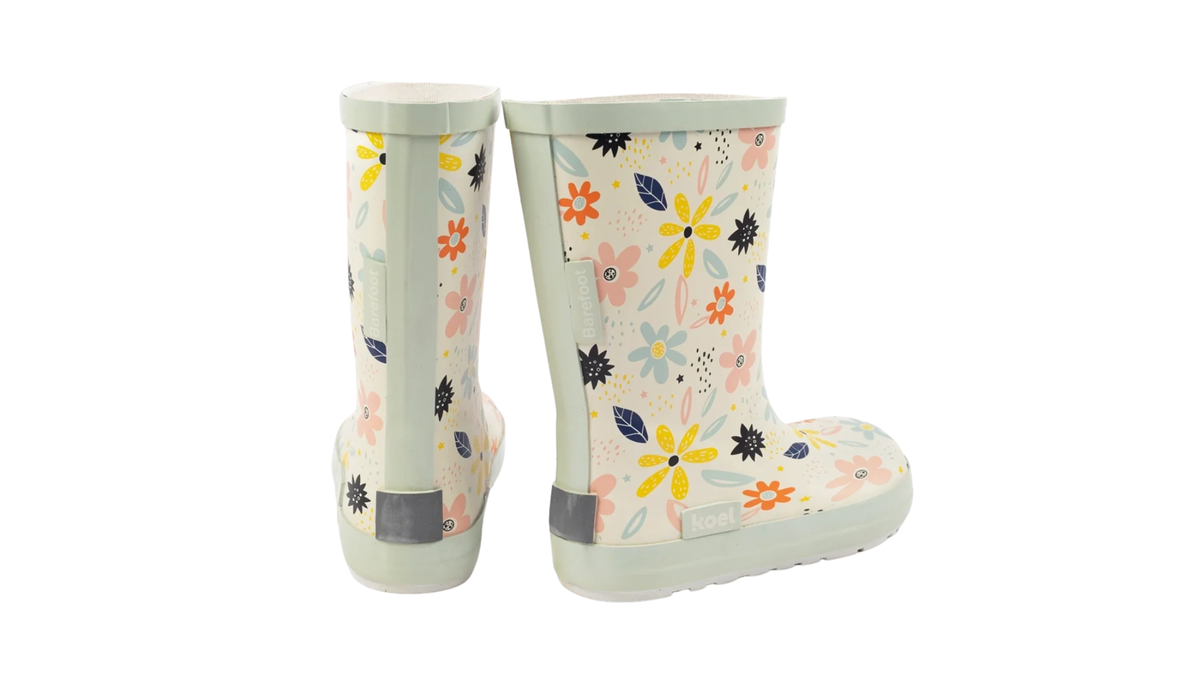 Paar Gummistiefel für Kinder mit hohem Schaft, Rückansicht