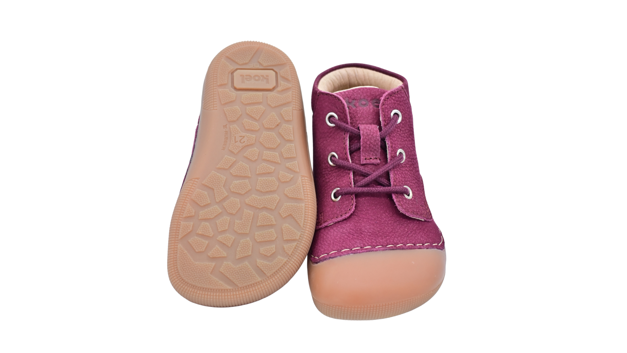 Barfußschuh für Kinder mit Schnürung als Paar, Ansicht von unten und Vorderansicht