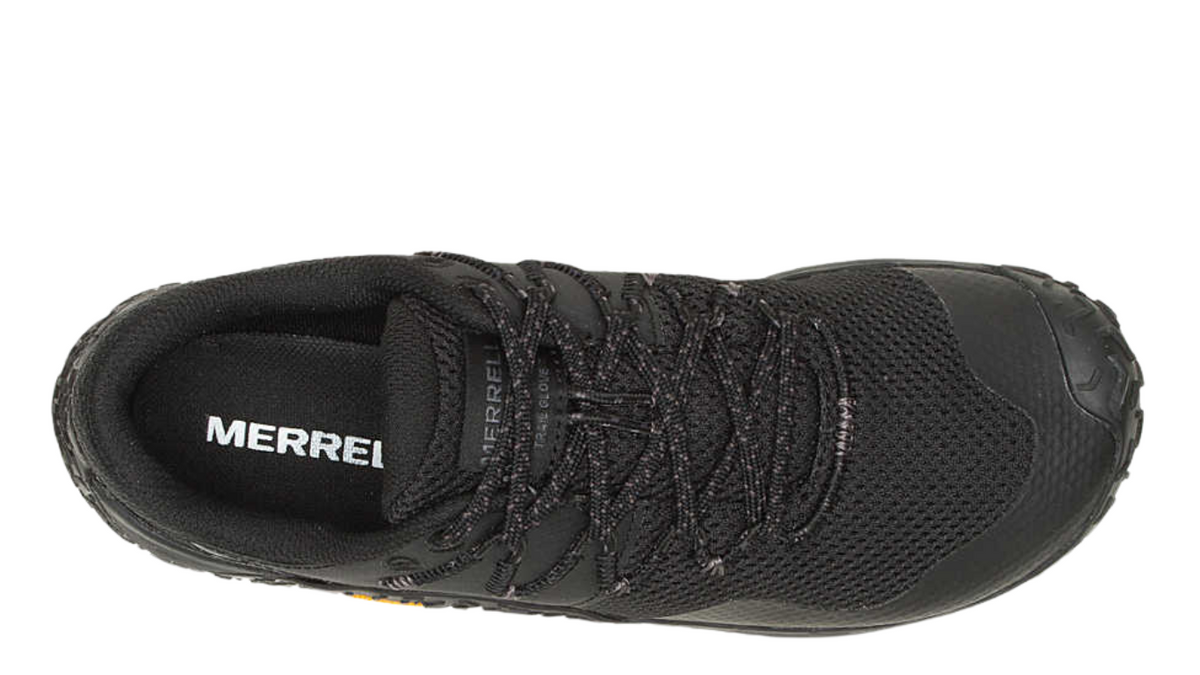 Barfußschuh mit Schnürsenkeln, geschlossener Zehenbox und geschlossenem Fersenbereich, profilierte Sohle, Draufsicht