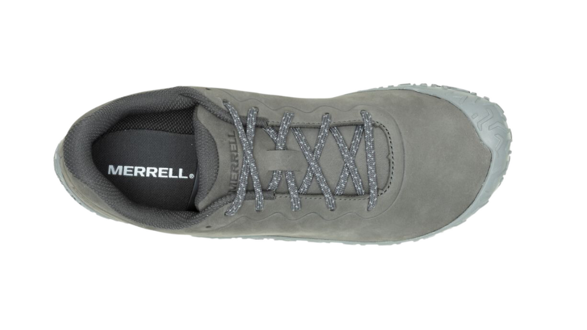 Barfußschuh mit Schnürsenkeln, geschlossener Zehenbox und geschlossenem Fersenbereich, Draufsicht