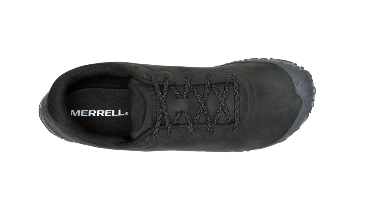 Barfußschuh mit Schnürsenkeln, geschlossener Zehenbox und geschlossenem Fersenbereich, Draufsicht