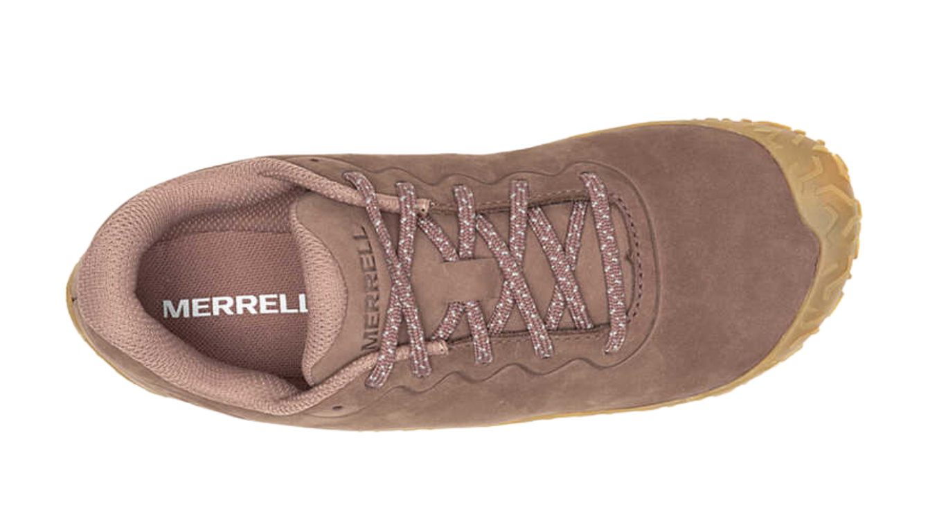 Barfußschuh mit Schnürsenkeln, geschlossener Zehenbox und geschlossenem Fersenbereich, Draufsicht