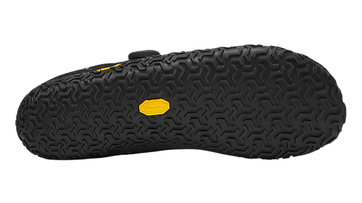 Barfußschuh mit profilierter Laufsohle und runden Noppen, Ansicht von unten