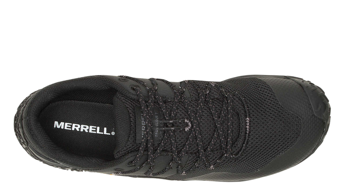 Barfußschuh mit Schnürsenkeln, geschlossener Zehenbox und geschlossenem Fersenbereich, profilierte Sohle, Draufsicht