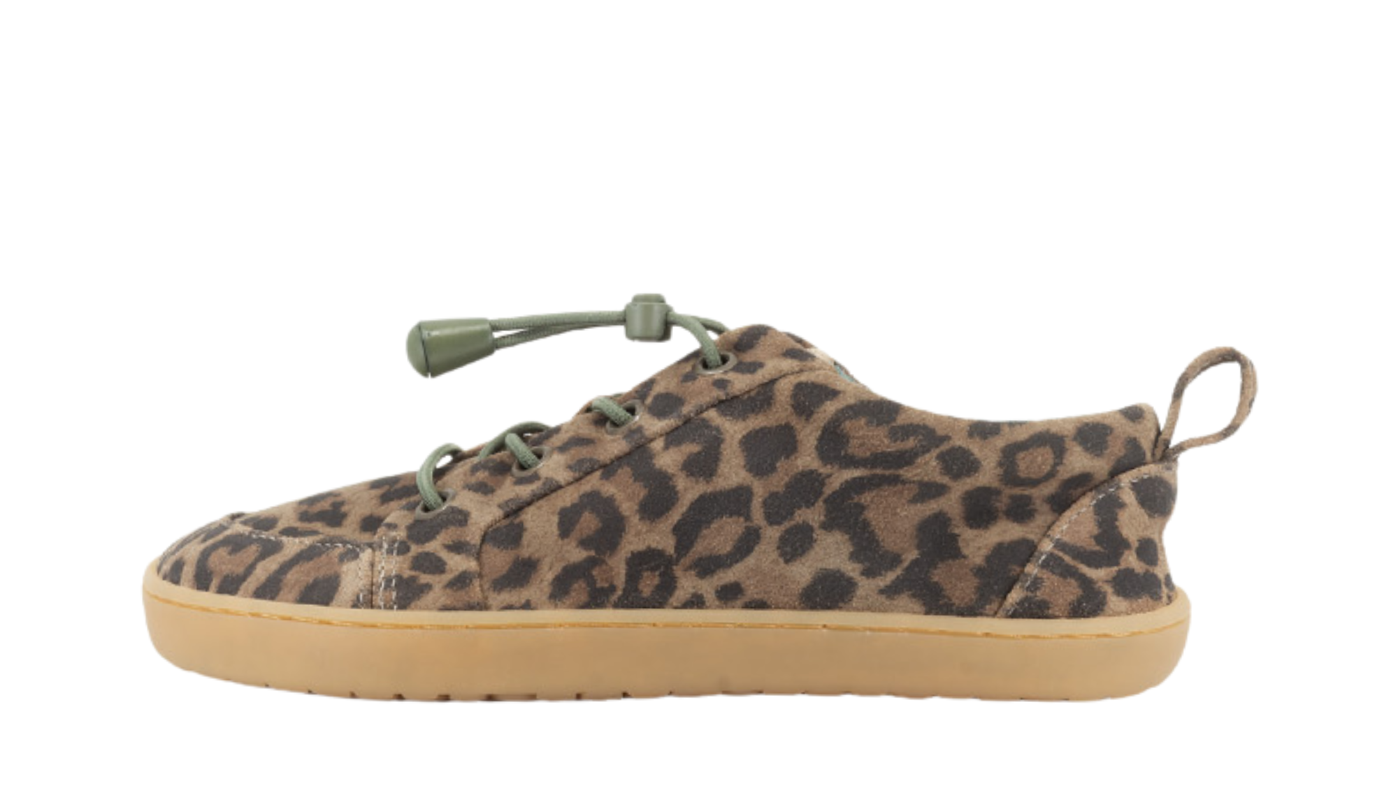 Barfußsneaker mit Schnellverschluss, Animal-Print und geschlossener Zehenpartie, Einzelschuh, Seitenansicht innen