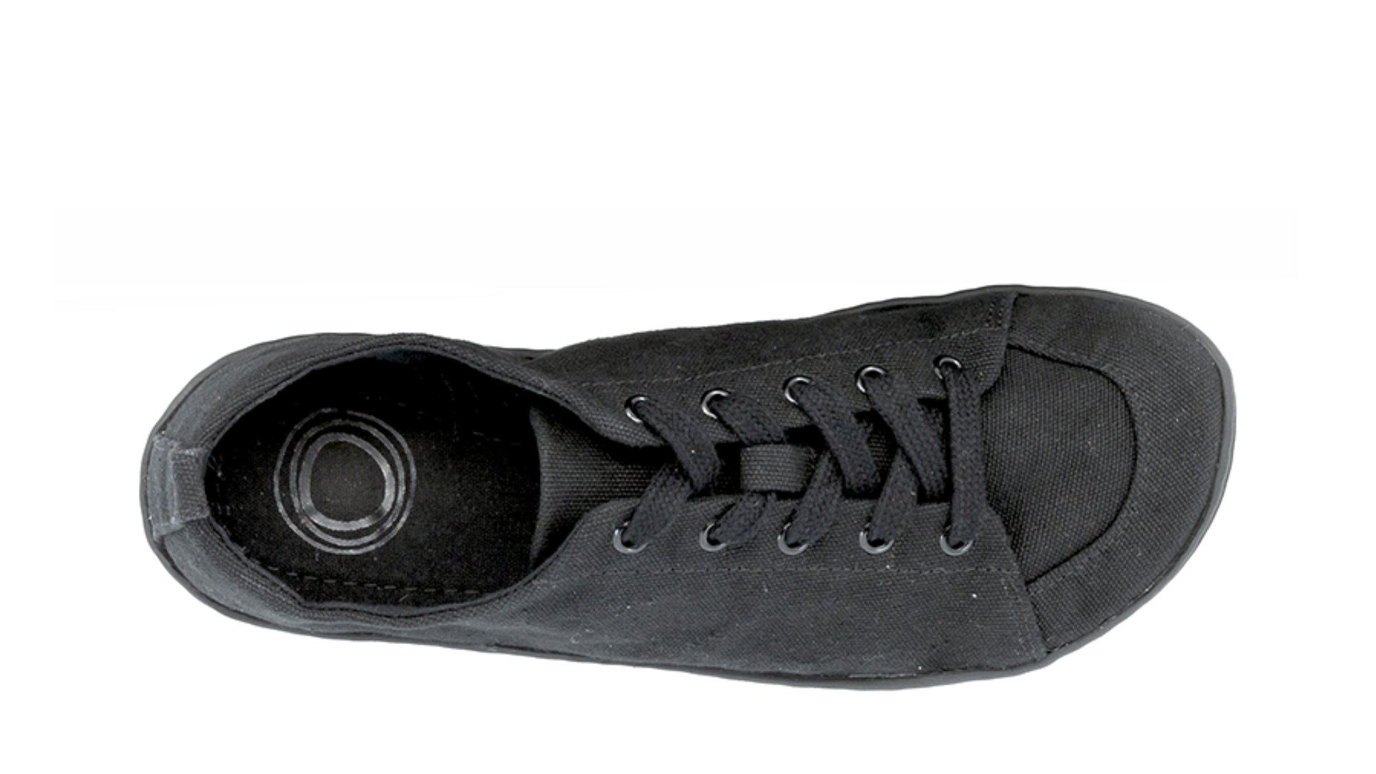 Barfußsneaker mit Schnürung, Textil-Obermaterial und geschlossener Zehenpartie, Einzelschuh, Draufsicht