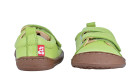 Kinder Barfußschuh mit breiter Zehenbox, flexibler Sohle und zwei Klettverschlüssen, geschlossene Zehen und geschlossener Fersenbereich, Rückansicht und Vorderansicht als Paar