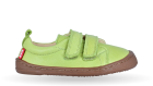 Kinder Barfußschuh mit breiter Zehenbox, flexibler Sohle und zwei Klettverschlüssen, geschlossene Zehen und geschlossener Fersenbereich, einzelner Schuh, Seitenansicht außen