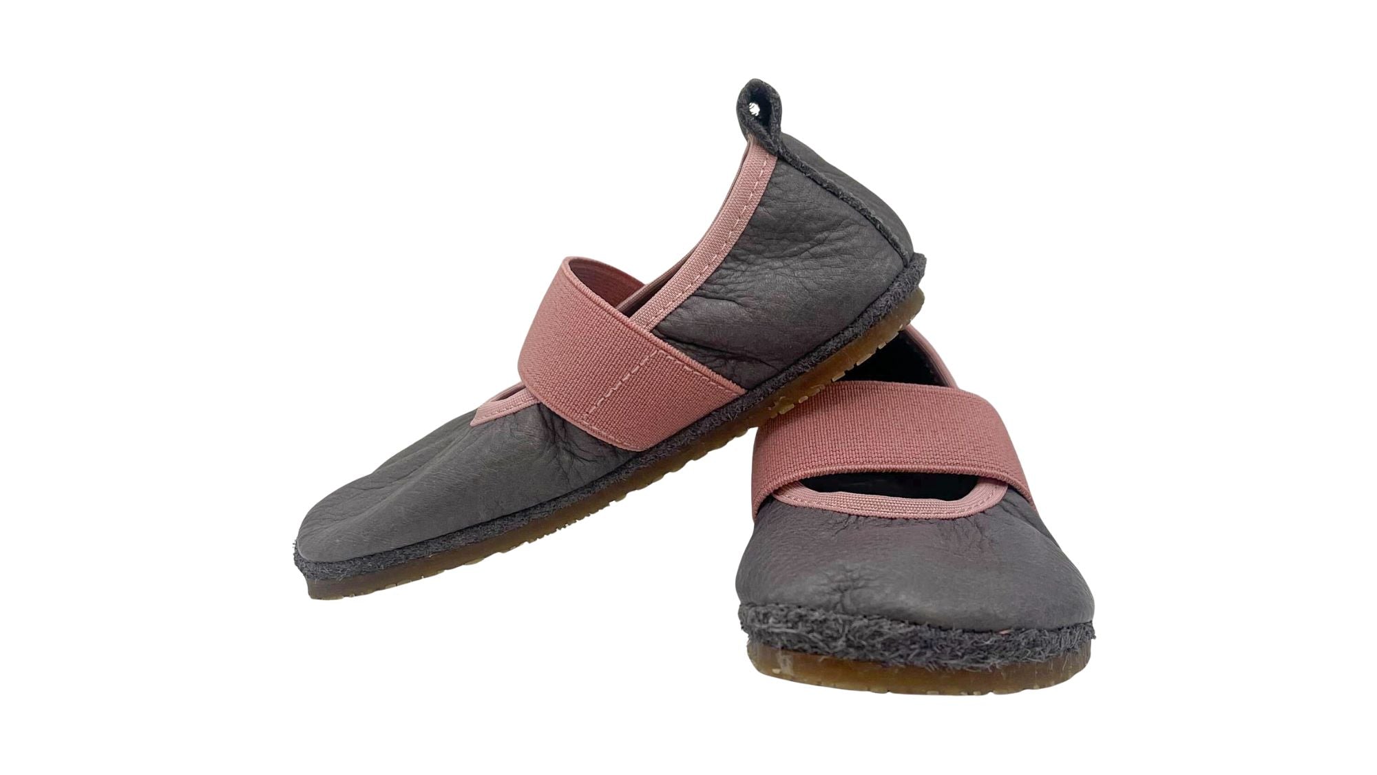 Kinder Barfußschuh als Paar mit breiter Zehenbox, Klettverschluss und flexibler Sohle, geschlossene Zehen und geschlossener Fersenbereich, Vorderansicht
