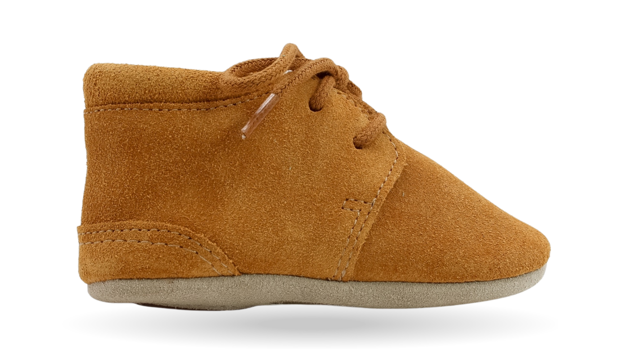 Kinder Barfußschuh mit breiter Zehenbox und Schnürung, geschlossene Zehen und geschlossener Fersenbereich, einzelner Schuh, Seitenansicht