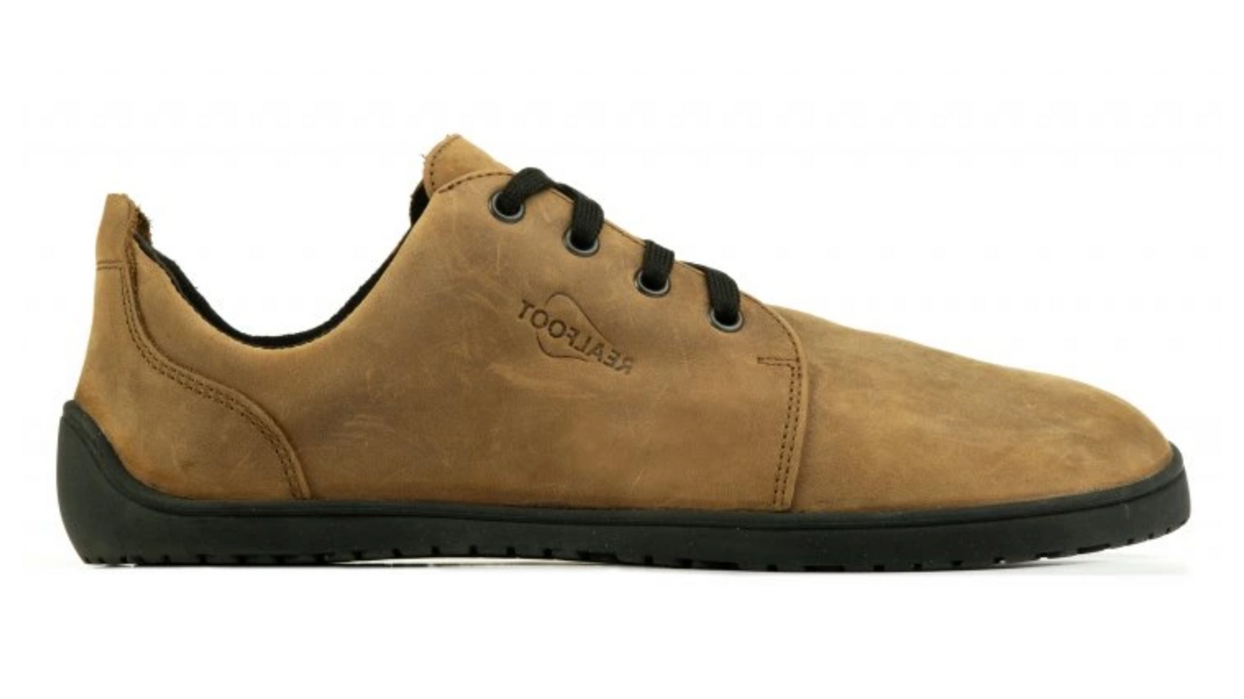 Barfußschuh mit Schnürung, flache flexible Sohle, breite Zehenbox, geschlossener Fersenbereich, Seitenansicht außen