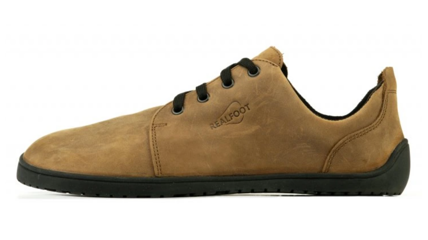 Barfußschuh mit Schnürung, flache flexible Sohle, breite Zehenbox, geschlossener Fersenbereich, Seitenansicht außen