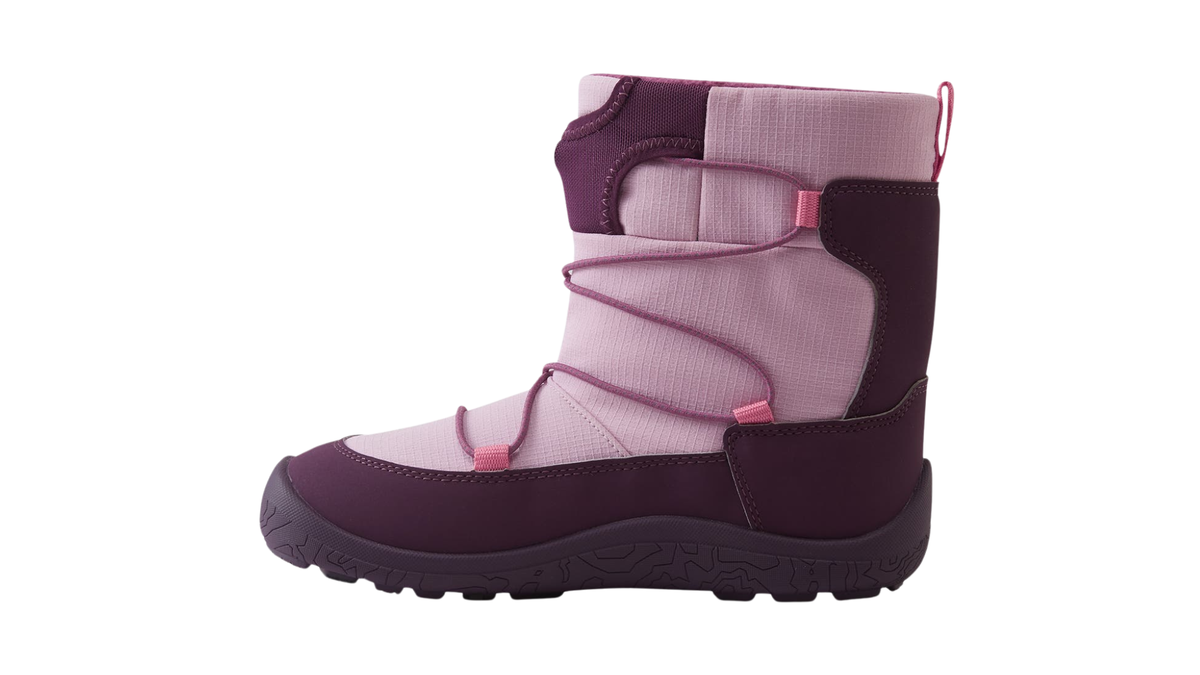 Kinder-Barfußwinterstiefel mit Schnellverschluss und profilierter Sohle, Seitenansicht innen