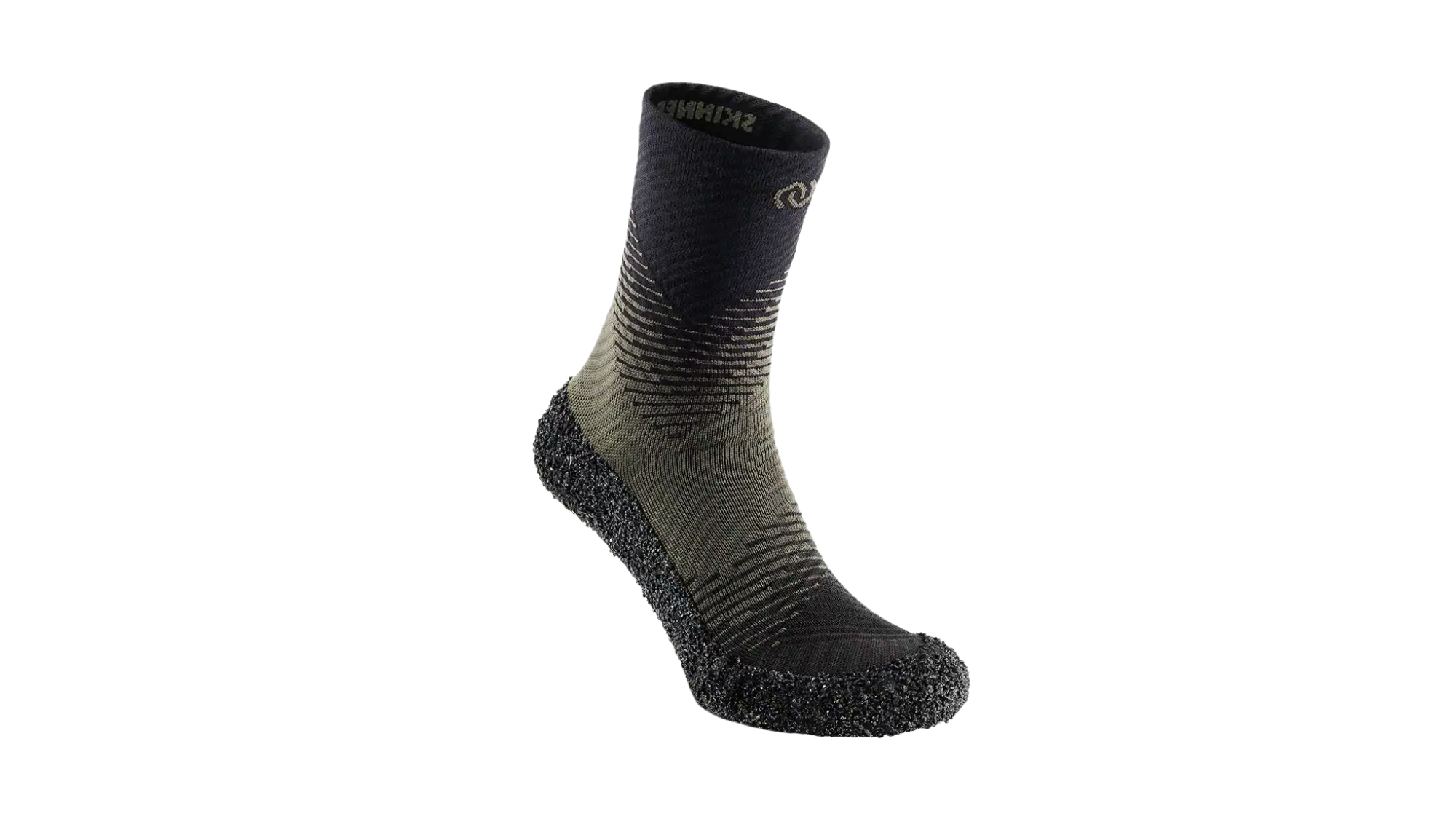 Barfußschuh in Sockenform mit breiter Zehenbox und strukturierter, flexibler Sohle, Seitenansicht