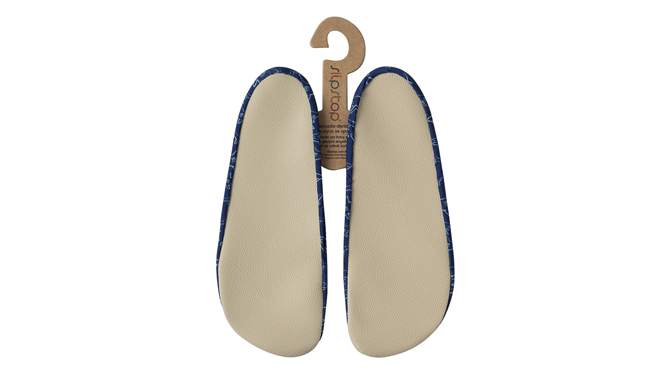 Badeschuhe als Paar mit elastischem Einstieg und flexibler Sohle, Ansicht von unten