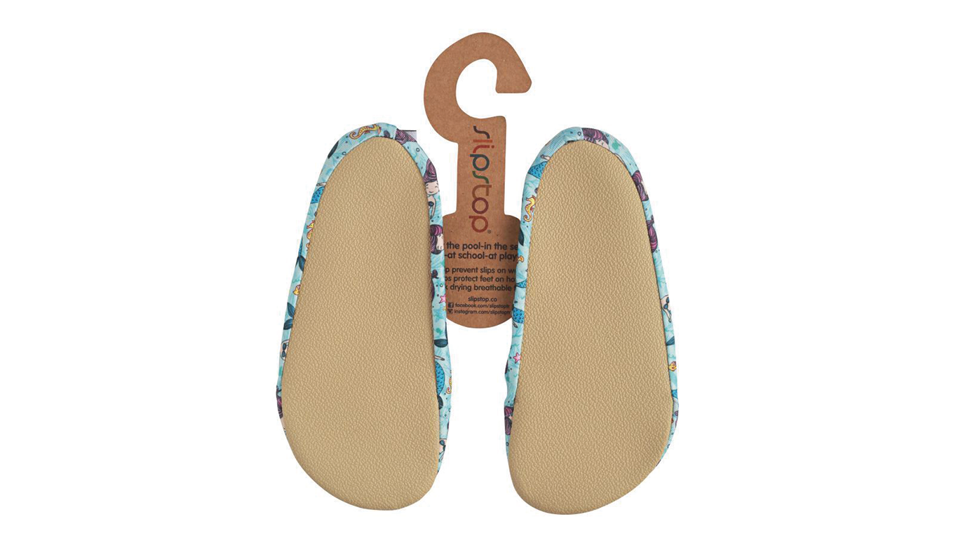 Badeschuhe für Kinder, Paaransicht, geschlossene Zehenpartie, geschlossener Fersenbereich, elastischer Einstieg, Ansicht von unten