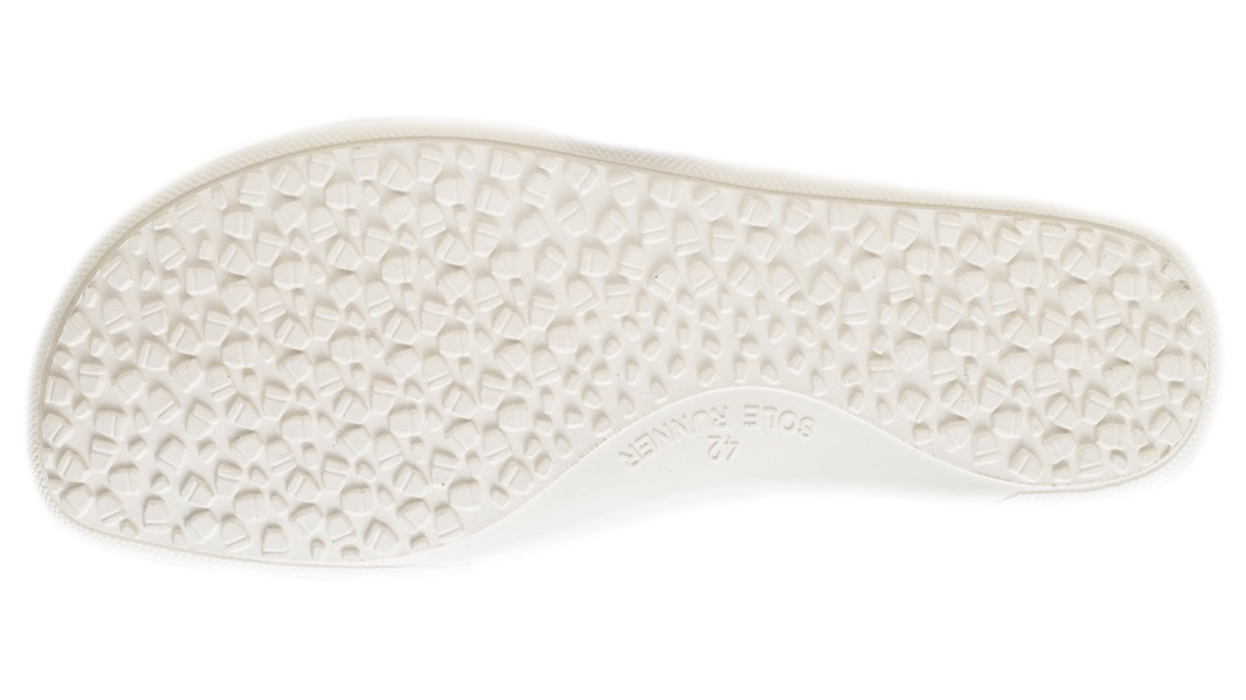 Barfußschuh, geschlossene Zehen und geschlossener Fersenbereich, Schnürung mit Ösen, flexible Sohle, Einzelschuh, Ansicht von unten