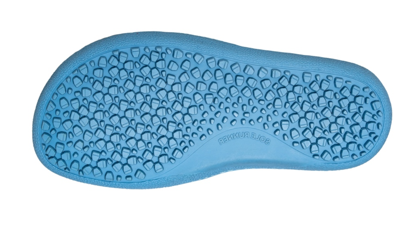 Kinder Barfußschuh, flexible Sohle mit Profilstruktur, einzelner Schuh, Ansicht von unten