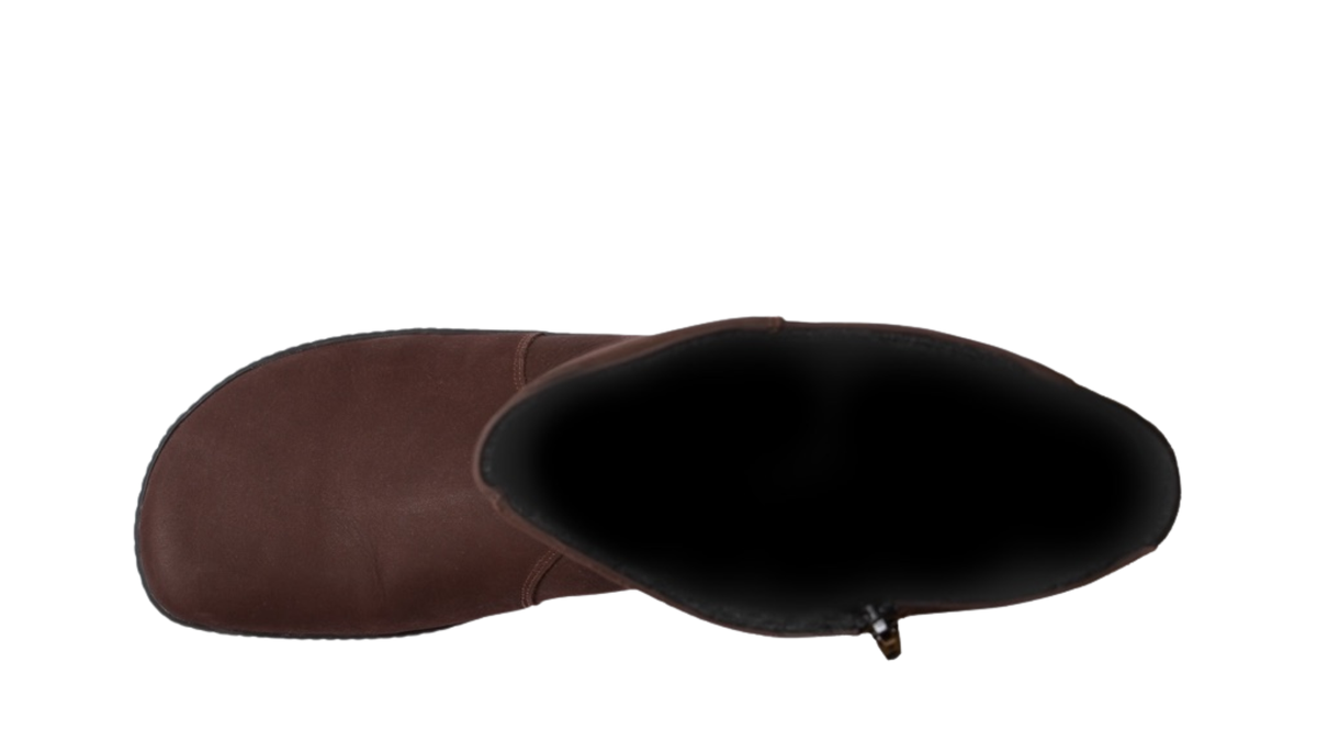Kniehoher Barfußstiefel für Erwachsene, mit breiter Zehenbox und Reißverschluss, Draufsicht 