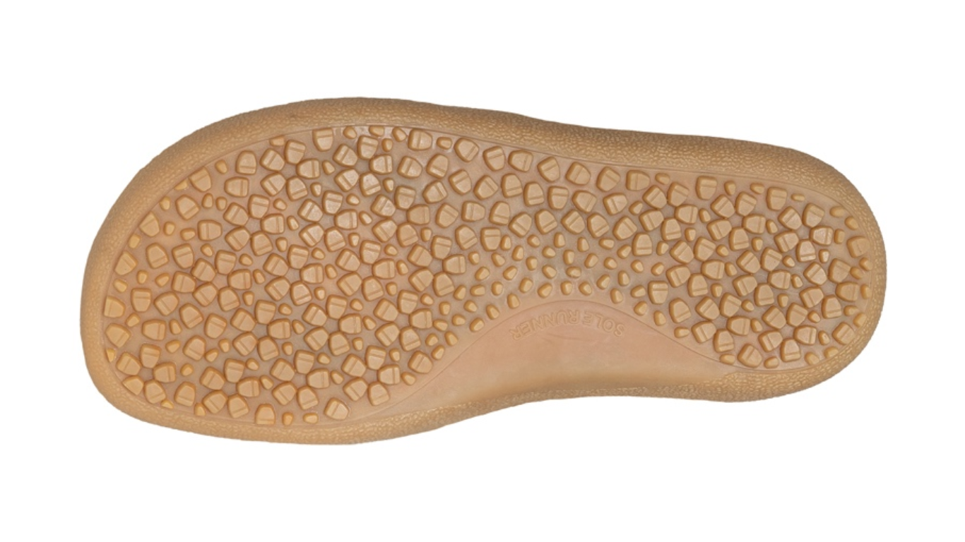 Kinder Barfußschuh, flexible Sohle mit Profilstruktur, einzelner Schuh, Ansicht von unten