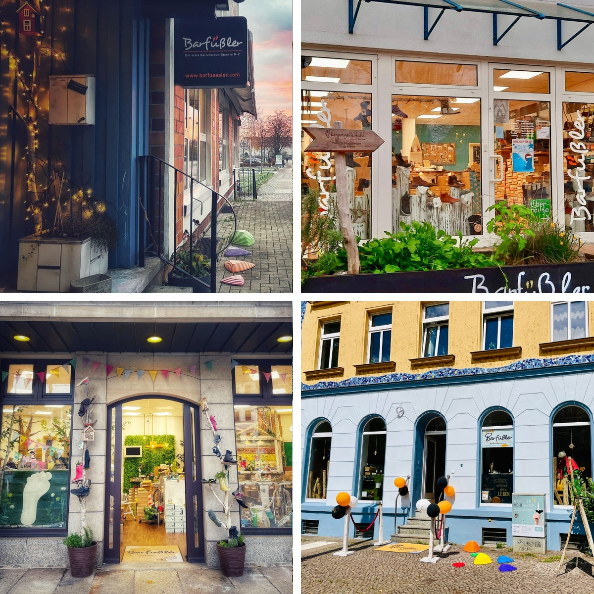 Collage von den vier Stores