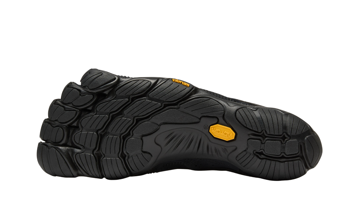 Zehenschuh mit separaten Zehenfächern, Schnellverschluss, Perforationen und geschlossener Ferse, Einzelschuh, Ansicht von unten