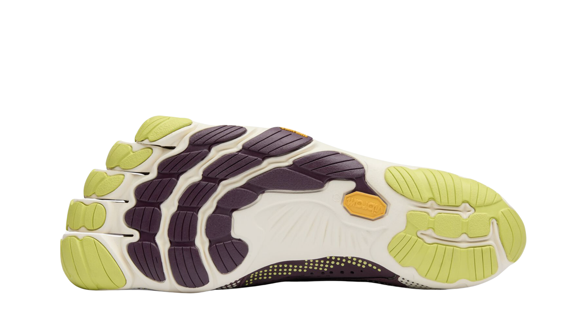 Zehenschuh mit separaten Zehenfächern, Schnellverschluss, Perforationen und geschlossener Ferse, Einzelschuh, Ansicht von unten