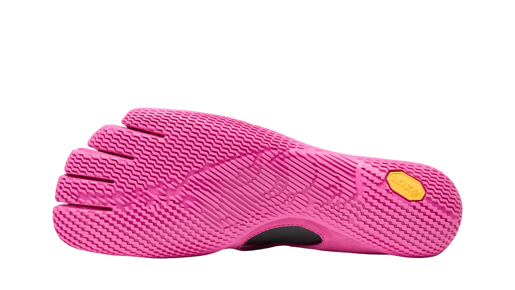 Zehenschuh mit separaten Zehenfächern, Riemenverschluss, seitlichen Ausschnitten und geschlossener Ferse, Einzelschuh, Ansicht von unten