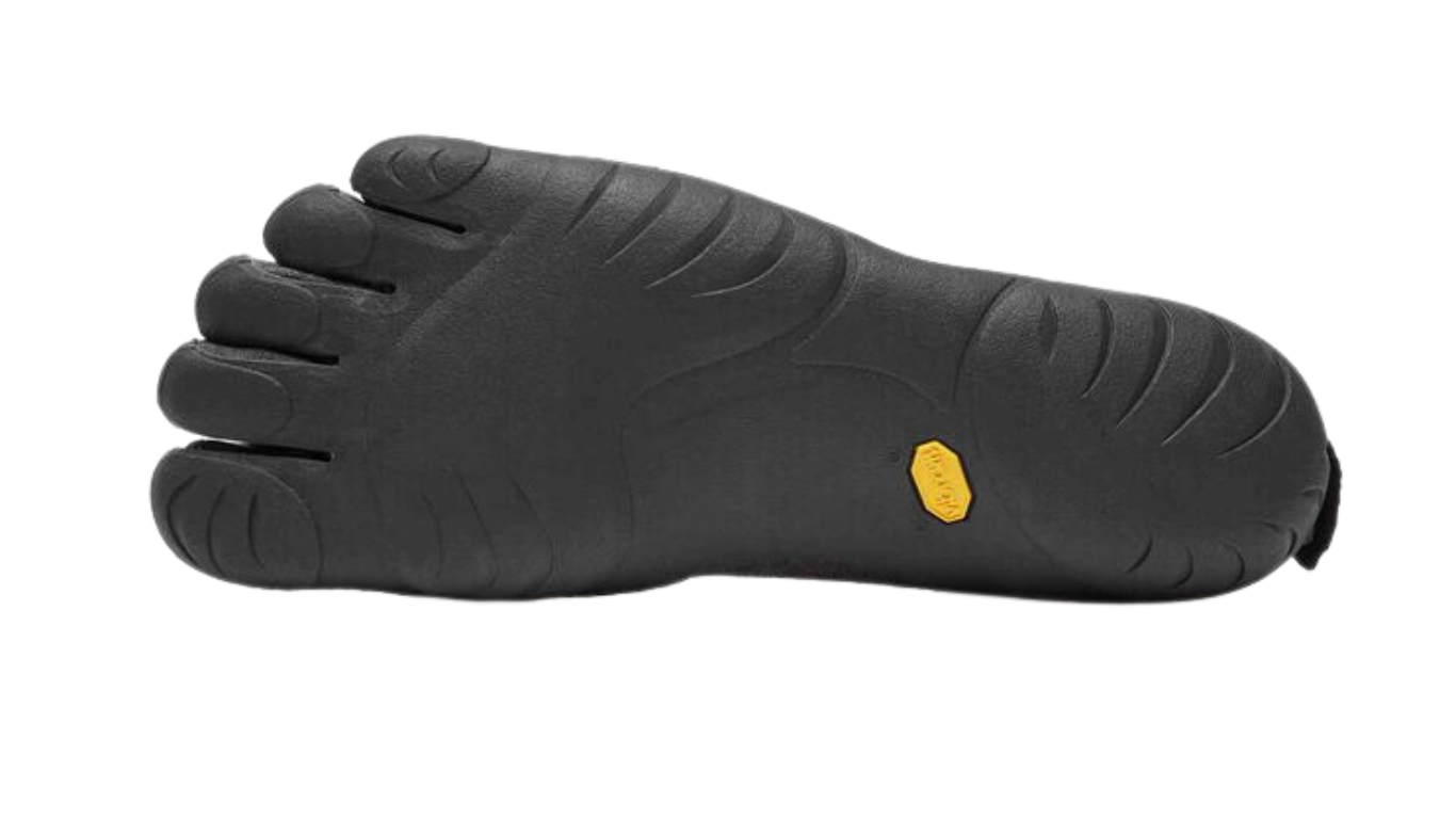 Barfußschuh für Erwachsene mit fünf einzelnen Zehenkammern und profilierter Sohle, Ansicht von unten