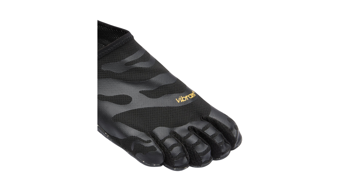 Zehenschuh mit separaten Zehenfächern, elastischem Einstieg und geschlossener Ferse, Einzelschuh, Detailansicht Zehenbereich