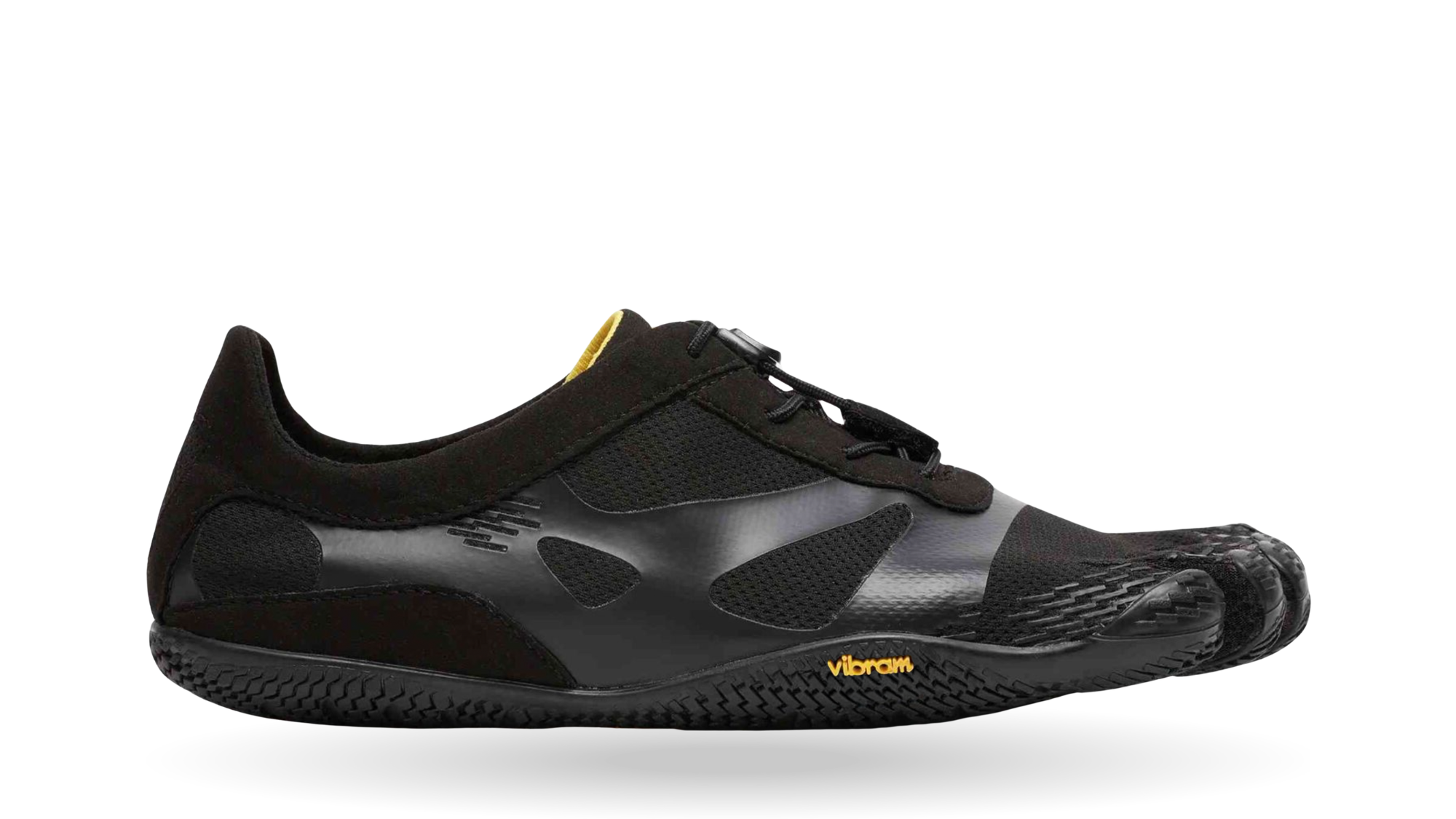 Zehenschuh mit separaten Zehenfächern, Schnellverschluss und Mesh-Einsätzen, Einzelschuh, Seitenansicht außen
